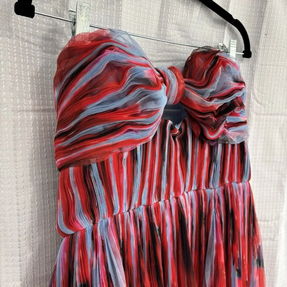 Hutch Dress Womens Size 12 Bow Front Strapless Maxi Dress Formal Blue Red NWT - Picture 4 of 7